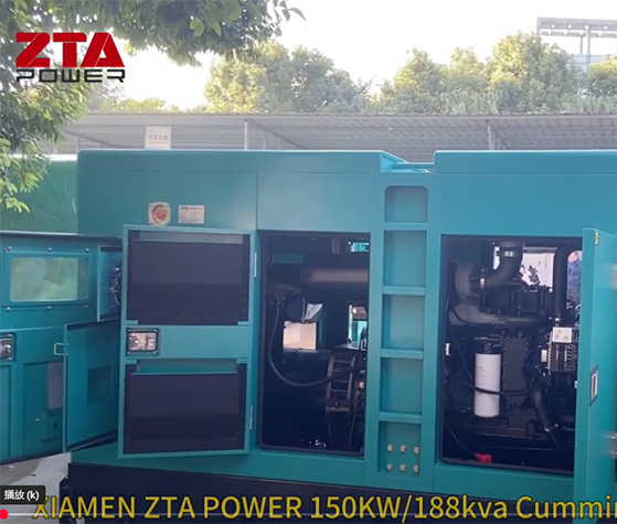 เครื่องกำเนิดไฟฟ้าดีเซล Cummins 150kw 188kva แบบเงียบ